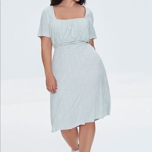 Forever 21 | Plus Ditsy Floral Print Dress | Light Blue-Green
